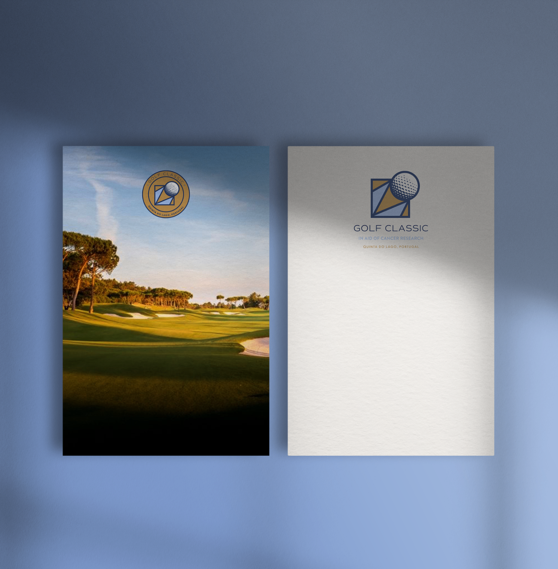 Golf Classic in aid of Cancer Research — identity, event graphics and merchandise at Quinta do Lago, Portugal