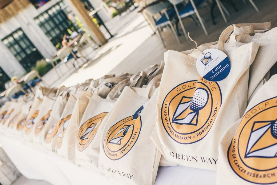 Golf Classic in aid of Cancer Research — identity, event graphics and merchandise at Quinta do Lago, Portugal