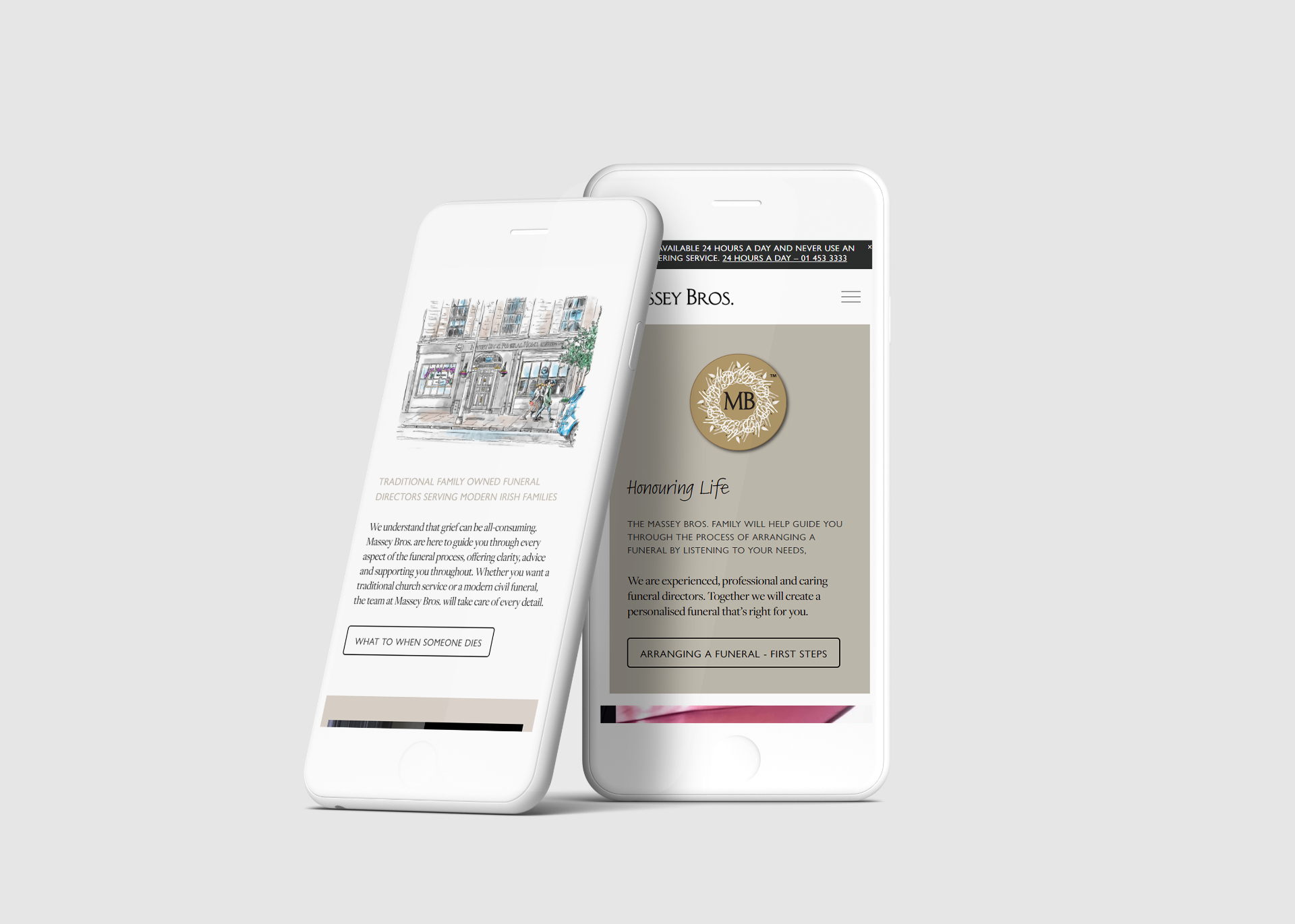 Massey Bros website scrolling preview